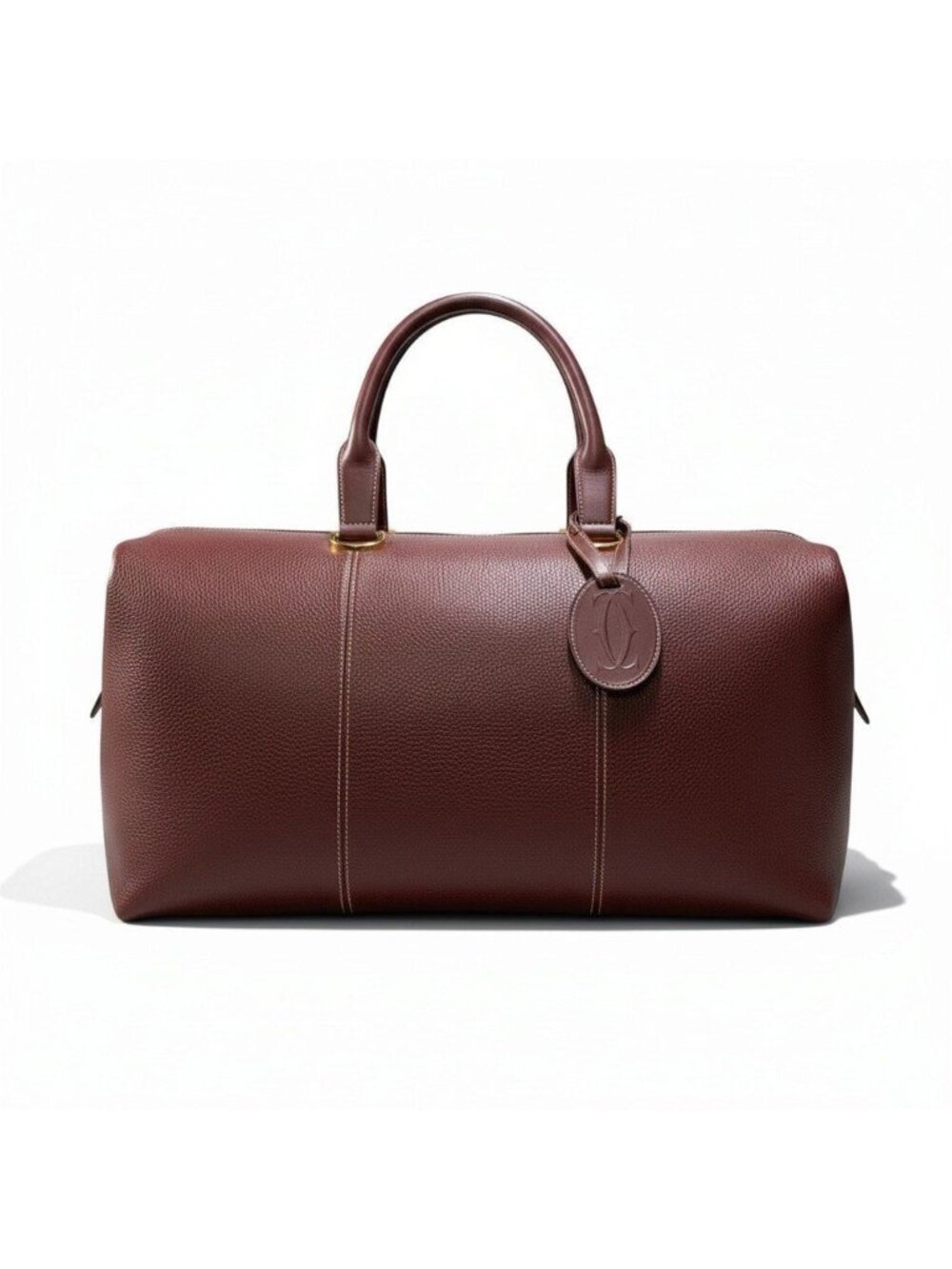 Cartier J4 Vintage Boston Bag Weekender Burgundy Leather